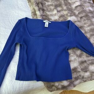 cute square neck long sleeve ribbed tee